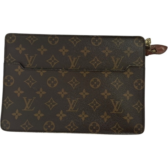 Louis Vuitton monogram Brown Canvas Leather Toiletry Bag Multipurpose Pouch - Picture 1 of 10